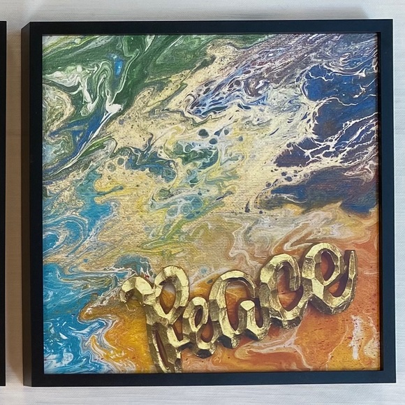 JOY : BELIEVE : PEACE 🏝 ART Tiles Set of 3 - Picture 6 of 8